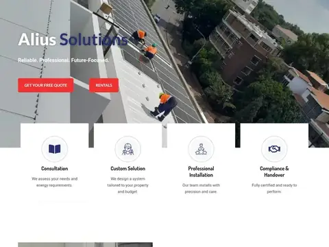 Alius Solutions Website homepage