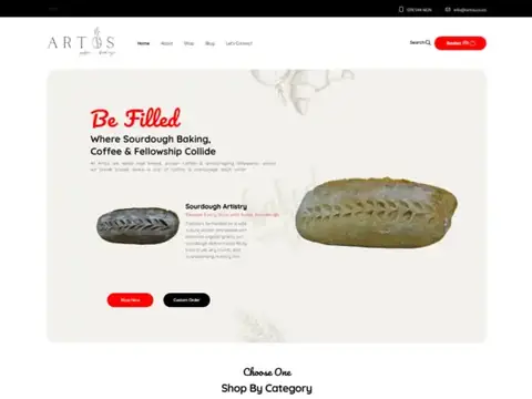 Artos Website homepage