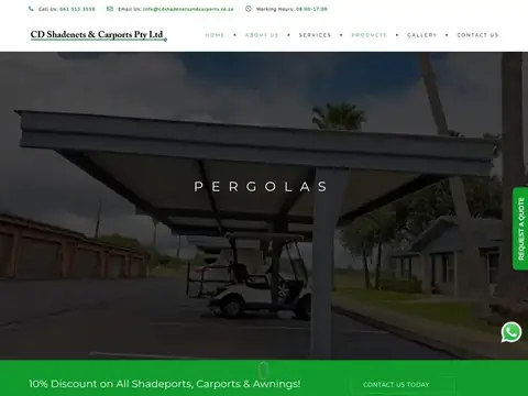 CD Shadenets & Carports Website homepage