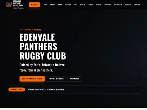 Edenvale Panthers Rugby Club Website homepage
