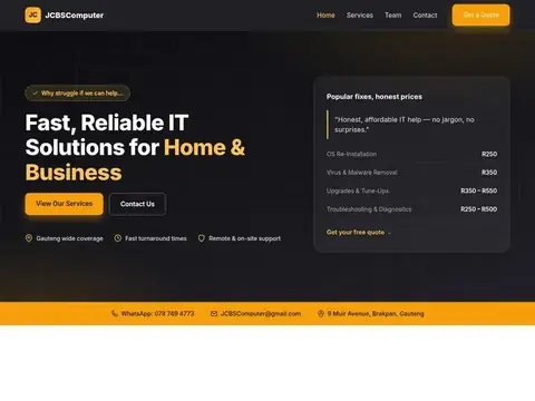 JCBS Computer Website homepage