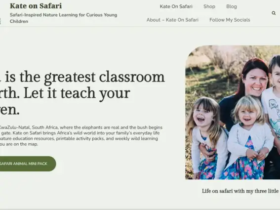 Kate on Safari Website