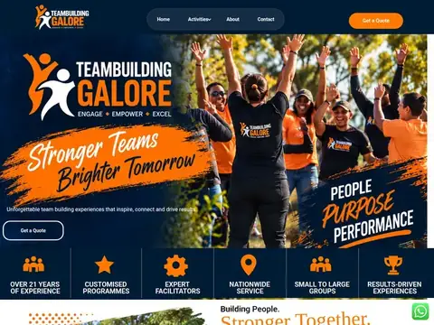 Teambuilding Galore Website homepage
